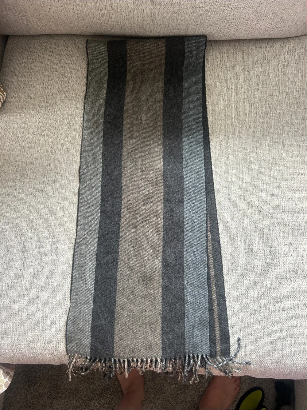 Brooks Brothers Cashmere Men's Striped Wool Scarf - Gray and Brown